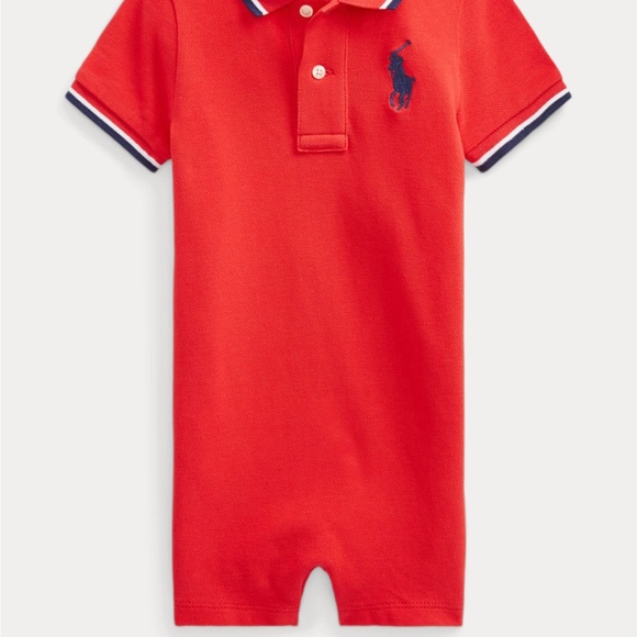 Ralph Lauren Baby Boys Red Shortall Romper Size 18 Months NWT - Picture 2 of 4